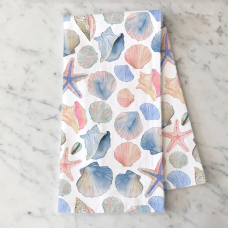 Seashell Coastal Blue Tea Towel Seashell Coastal Blue Tea Towel