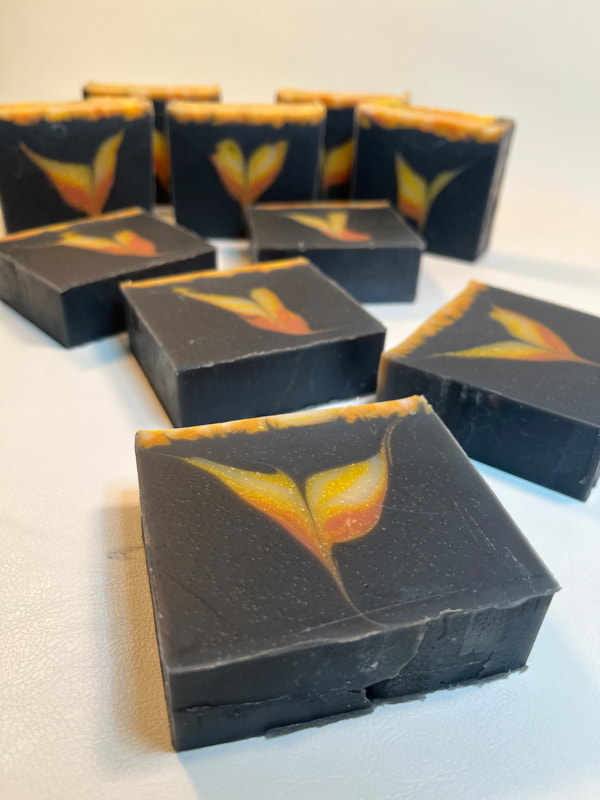 Autumn Flame soap - vibrant seasonal artisan bar with bold fall design