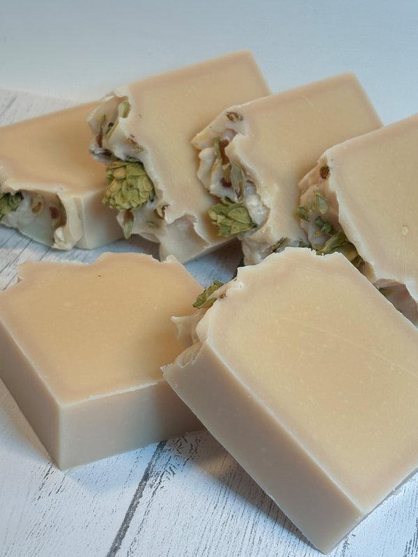 Chin Curtain IPA Beer Soap - handcrafted artisan bar with organic hops garnish